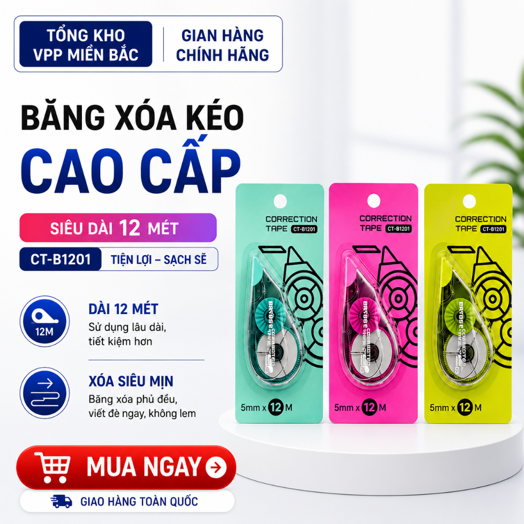 Băng xóa kéo cao cấp 12m Batos Stationnery CT-B1201