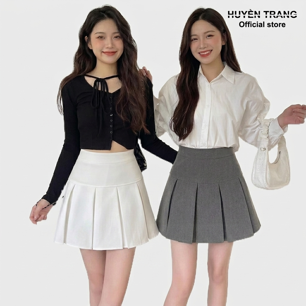 Chân váy xếp ly to, Chân váy tennis midi dáng ngắn xòe phong cách Hàn Quốc M0108