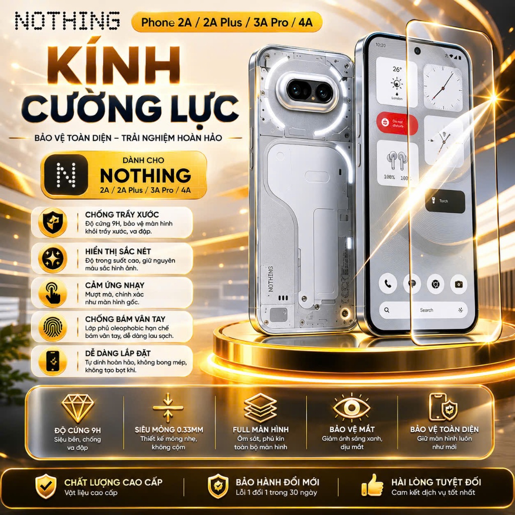 Kính Cường Lực Nothing Phone 2A/ 2A Plus/ 2/ Nothing Phone 3A/ 3A Pro/ Nothing Phone 4A/ 4A Pro Tron