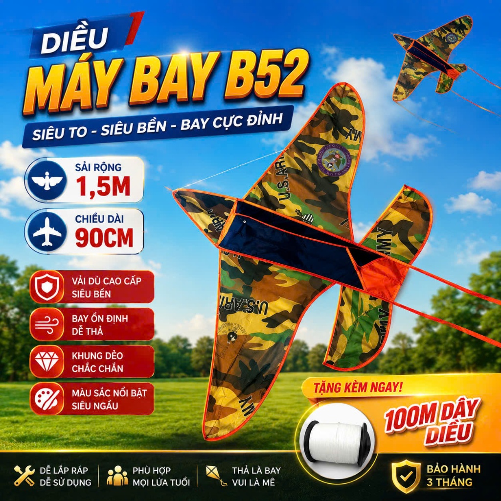 DIỀU MÁY BAY B52 CAO CẤP – SIÊU TO, SIÊU BỀN, BAY CỰC ĐỈNH