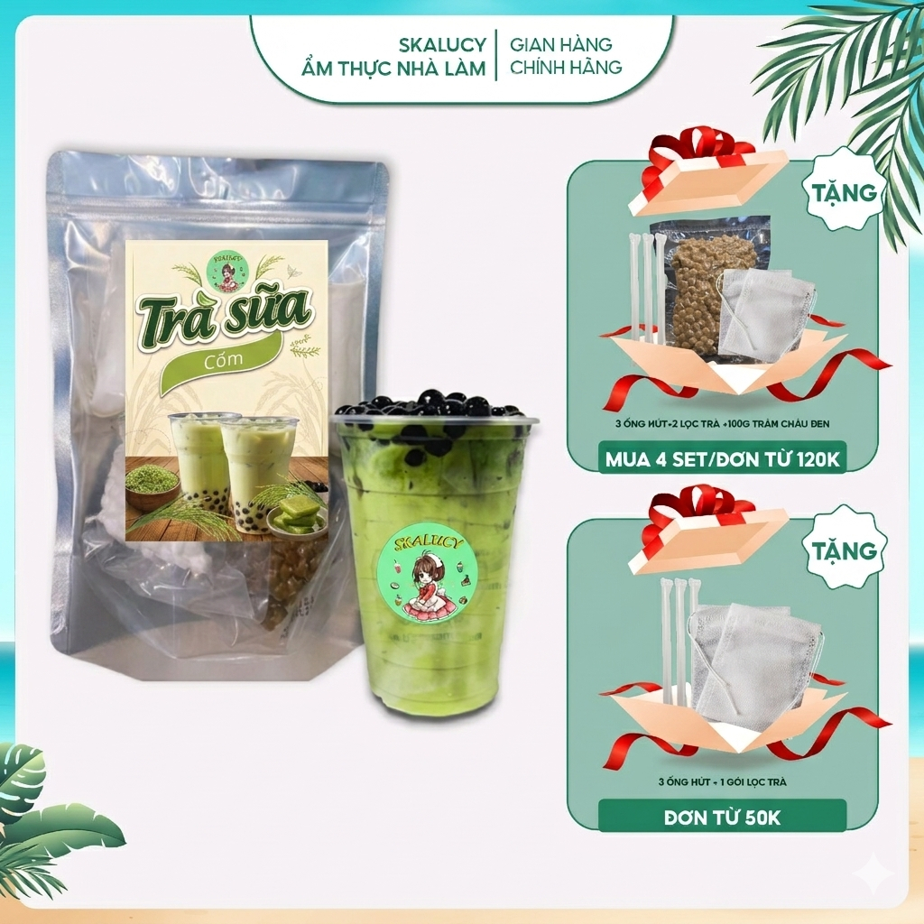 Set Trà Sữa Vị Cốm, Set Trà Sữa Trân Châu Tự Nấu Tại Nhà 5-30 cốc nhà SKALUCY