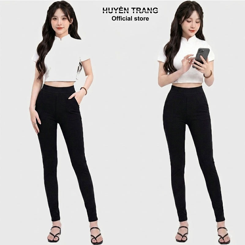 Quần Legging Nữ Chất Cotton 2 Túi Trước Xuất Hàn Cạp Cao M00