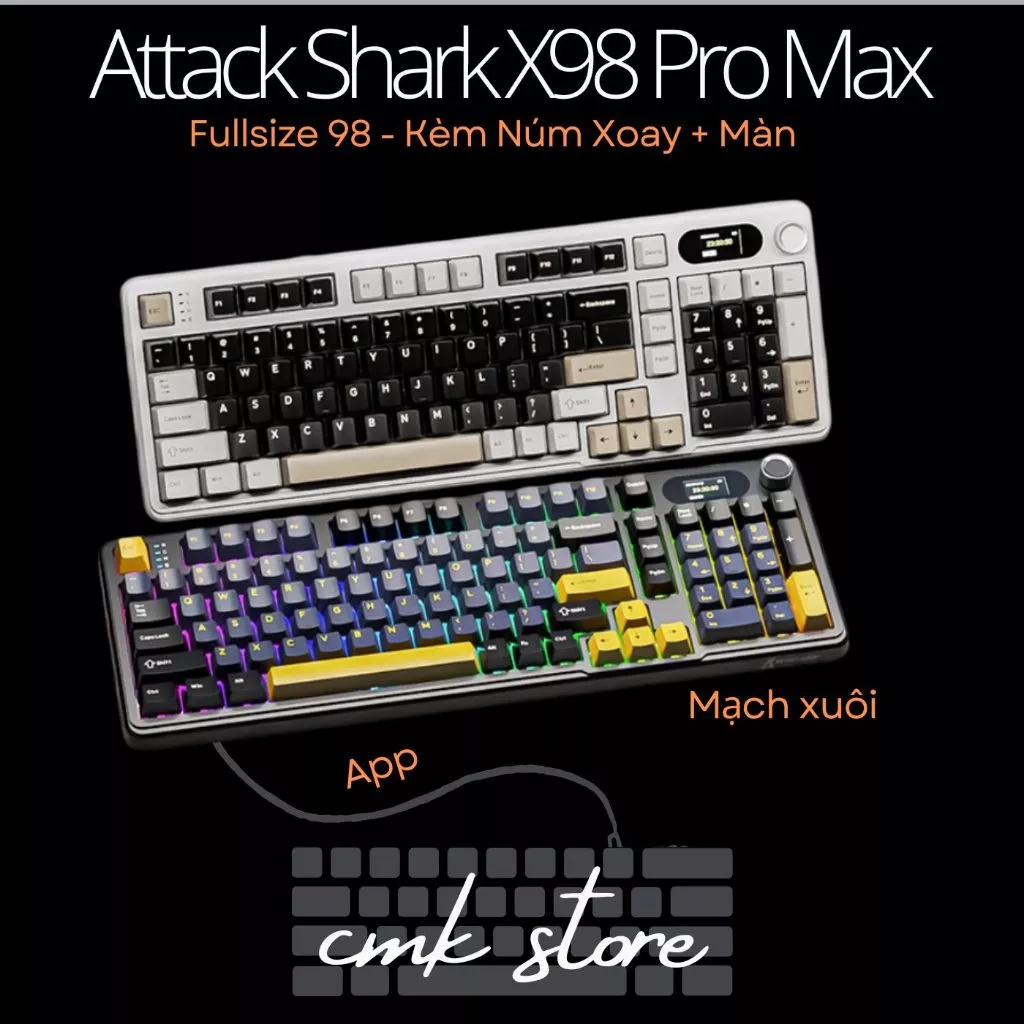 (sẵn tùy màu) Bàn Phím Cơ Attack Shark X98 PRO MAX | X98 Ultra - Nâng Cấp Xinmeng X98 Pro - Fullsize