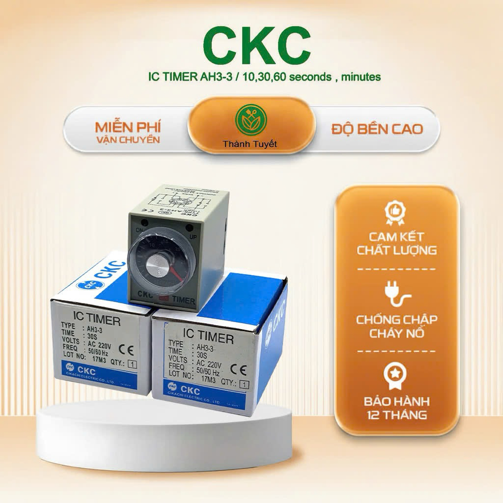 Rơ le thời gian CKC AH3-3 AC 220V kèm theo đế