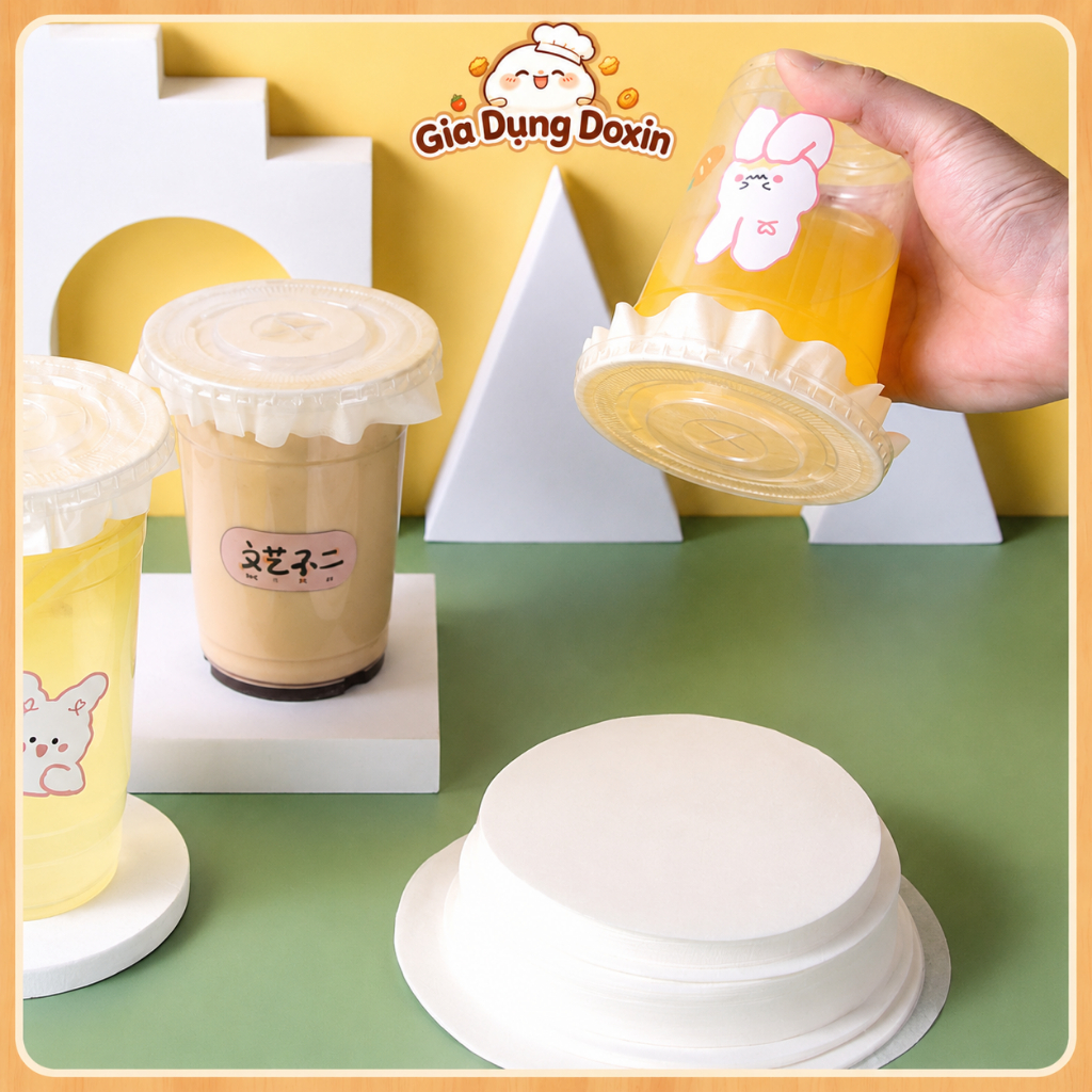 Set 500 Tờ Giấy Chống Tràn Ly Trà Sữa, Cà Phê, Giấy Nến Lót Miệng Ly 10cm 11cm 12cm 13cm 14cm 15cm
