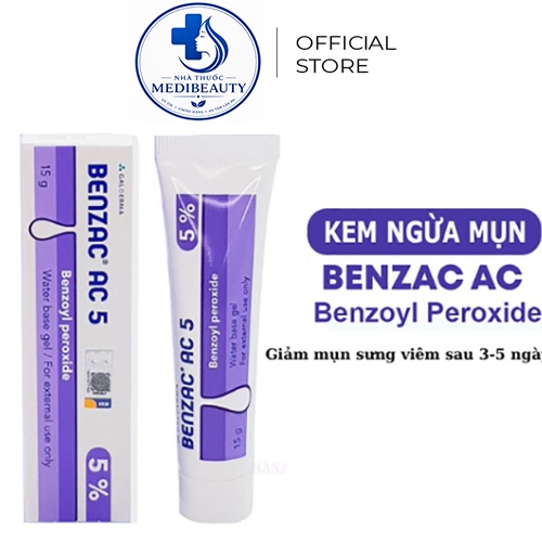 Kem Benzac AC 5% 2.5% Benzoyl peroxide 5% gel dung tích 30 gram đủ size