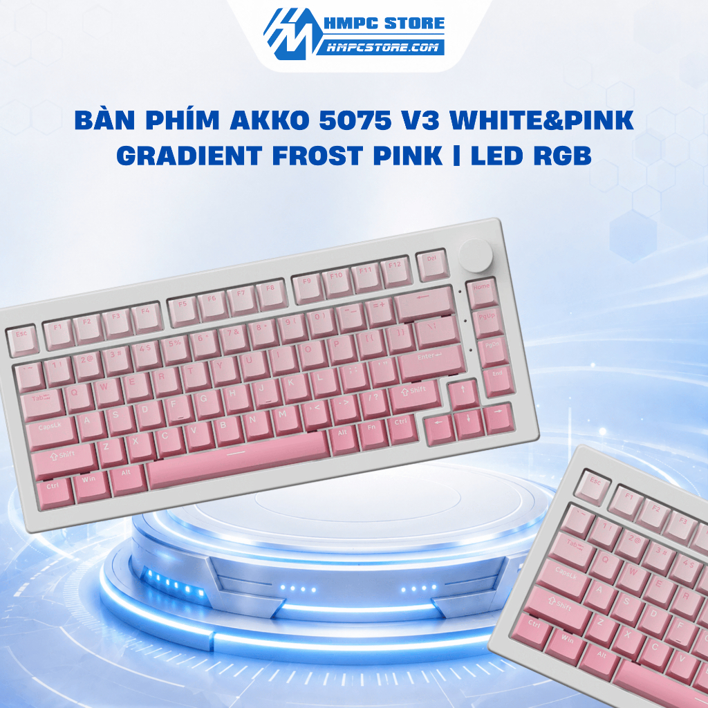 Bàn phím AKKO 5075 V3 White&Pink Gradient | Akko Frost Pink | LED RGB | Bảo hành 12 tháng