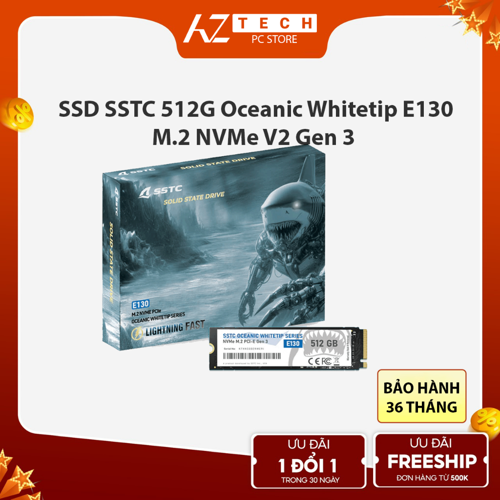 SSD SSTC 512G Oceanic Whitetip E130 M.2 NVMe V2 Gen 3 - Bảo hành 36 tháng (Full Vat)