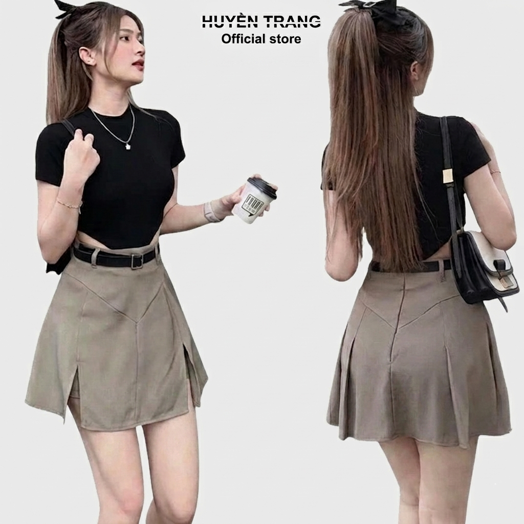 Chân váy kaki ngắn xẻ có quần trong bigsize M186