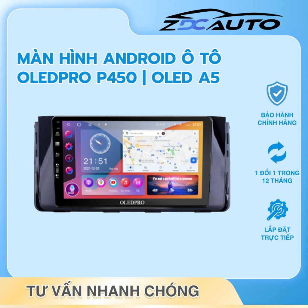 Màn Hình Android Ô Tô OLEDPRO P450 | OLED A5 - TẶNG VIETMAP S2