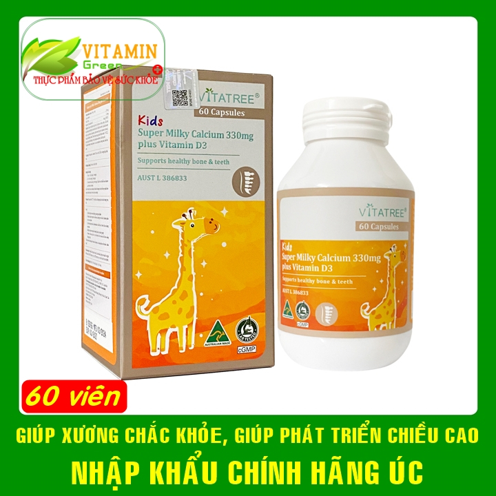 Vitatree Kids Calcium plus Vitamin D3 giúp phát triển chiều cao cho bé | Nhập khẩu chính hãng Úc