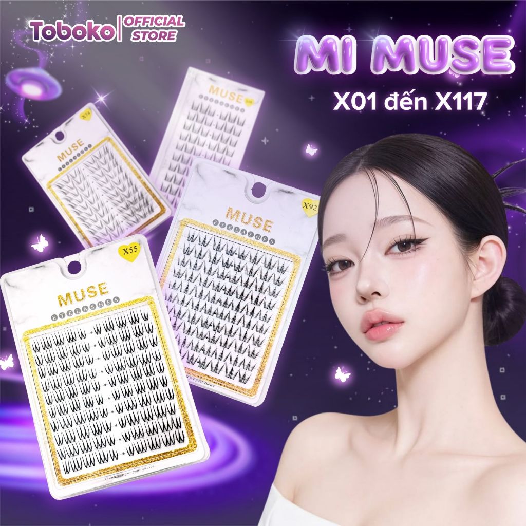 Mi Muse Lông Mi Giả Cụm Tự Nhiên Không Keo, Chùm 10 Hàng Cao Cấp (Full Mã X)…