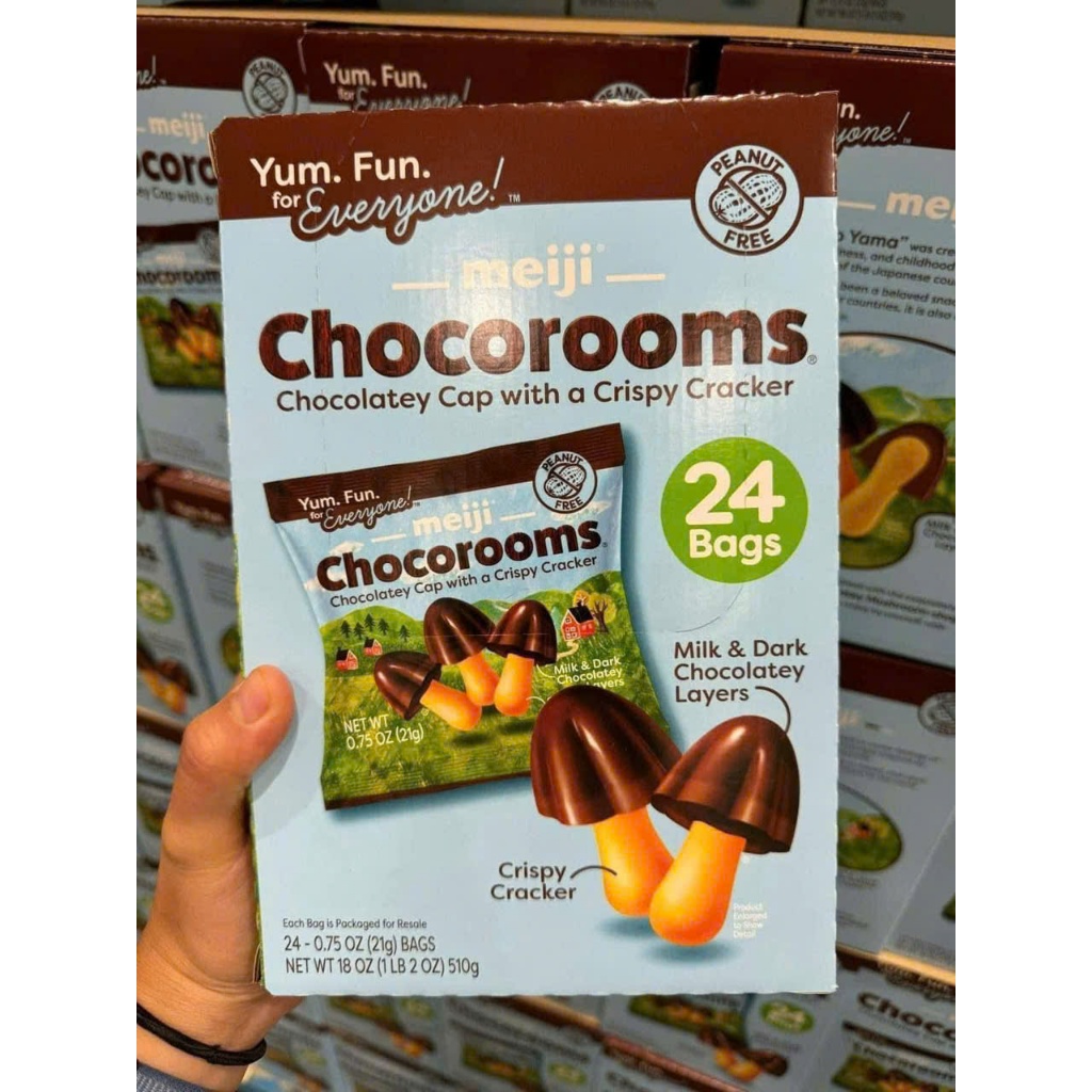 BÁNH NẤM SOCOLA CỦA MỸ MEIJI CHOCOROOMS HỘP 510G -USA