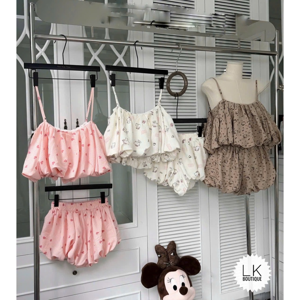 Set bộ 2s crt dáng bí siêu tiểu thư kèm quần bí in họa tiết đủ ba màu hàng loại một dày dặn 100% ảnh
