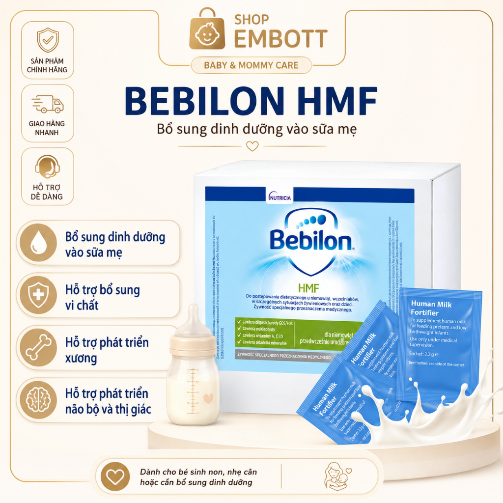 Bebilon HMF Human Milk Fortifier 50 Gói dành cho trẻ sinh non Shop Embott