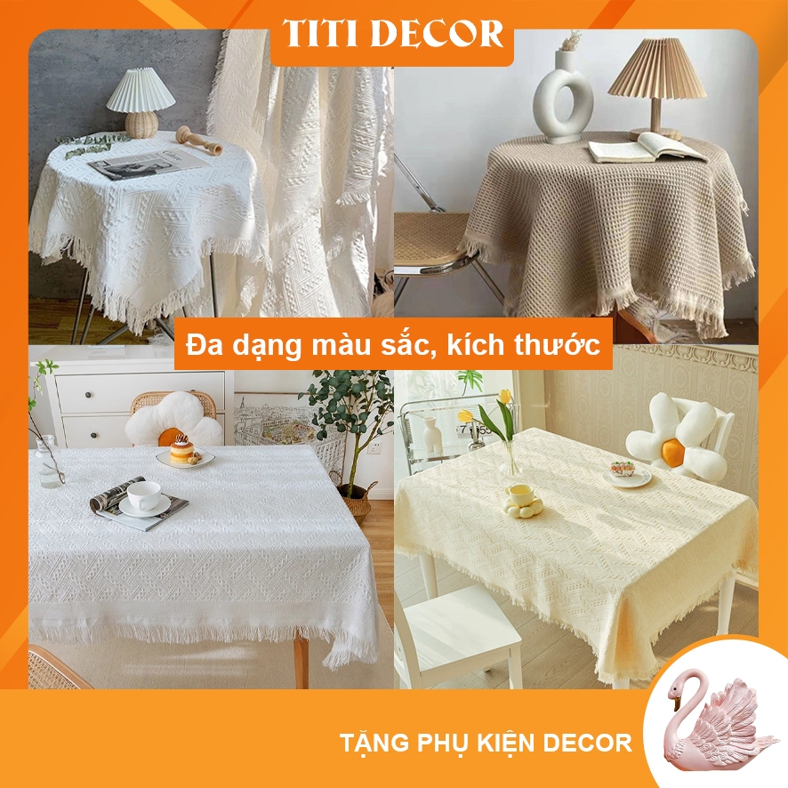 Khăn ren trắng decor phòng khách, khăn trải sofa, khăn trải bàn decor, khăn trải bàn tròn, decor phò