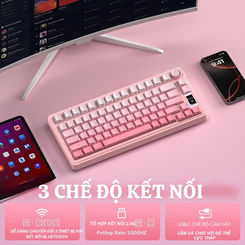 🔥 AULA S75 Pro Gaming Keyboard 3 Chế Độ Kết Nối | Núm Xoay | LCD | RGB | BigBuy360 - bigbuy360.vn