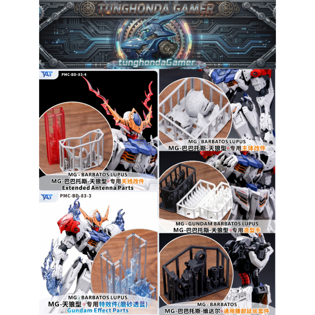 [ĐỌC KỸ MÔ TẢ] mô hình nhựa resin in 3d cho MG 1/100 Barbatos lupus ban.dai TAS phụ kiện | tunghonda