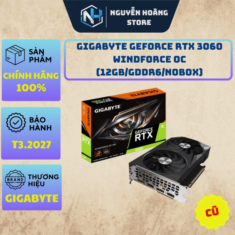 VGA card màn hình Gigabyte GeForce RTX 3060 Windforce OC 12GB Cũ