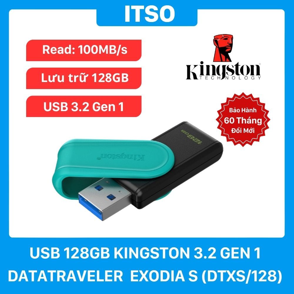 USB 128GB Kingston DataTraveler Exodia S (DTXS/128GB) chính hãng - Bảo hành 5 năm