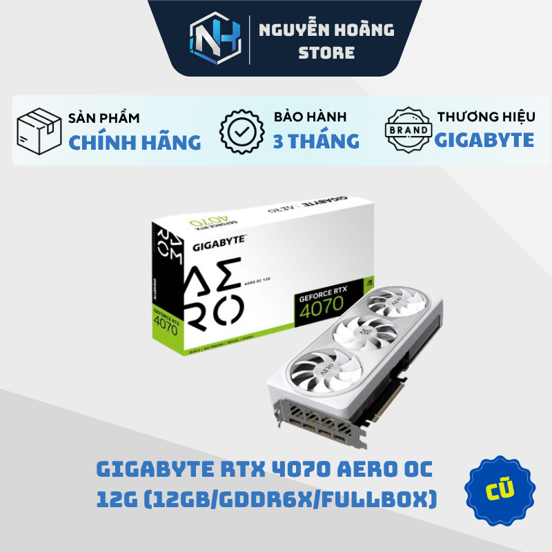VGA card màn hình GIGABYTE RTX 4070 AERO OC 12G Cũ