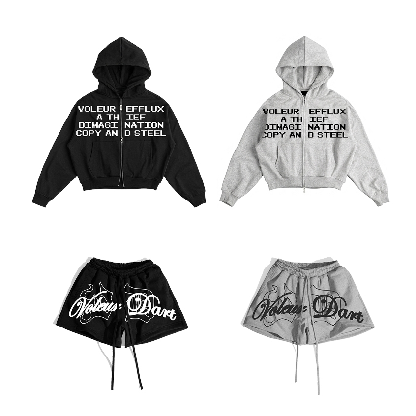 ÁO KHOÁC HOODIE ZIP UNISEX IN LỤA NHIỀU CHỮ - VOLEUR ZIP TYPO BOXY, CHÂN CUA 99% COTTON 450GSM - P04