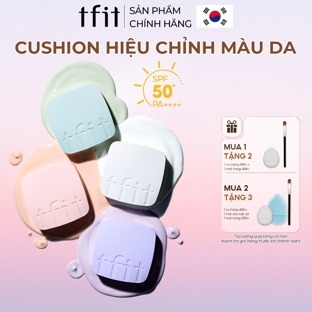 Phấn nước TFIT BASE FIT TONE UP SUN CUSHION SPF 50+ PA++++ giúp nâng tông, chống nắng và hiệu chỉnh 