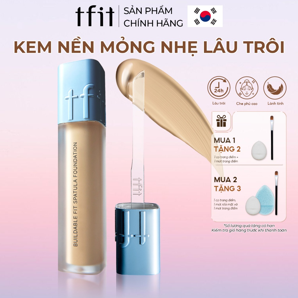 TFIT Kem Nền Mỏng Nhẹ Lâu Trôi 24h 15g Che Phủ Cao, Kem Nền Lâu Xuống Tone, Nhẹ Mặt Buildable Fit Sp