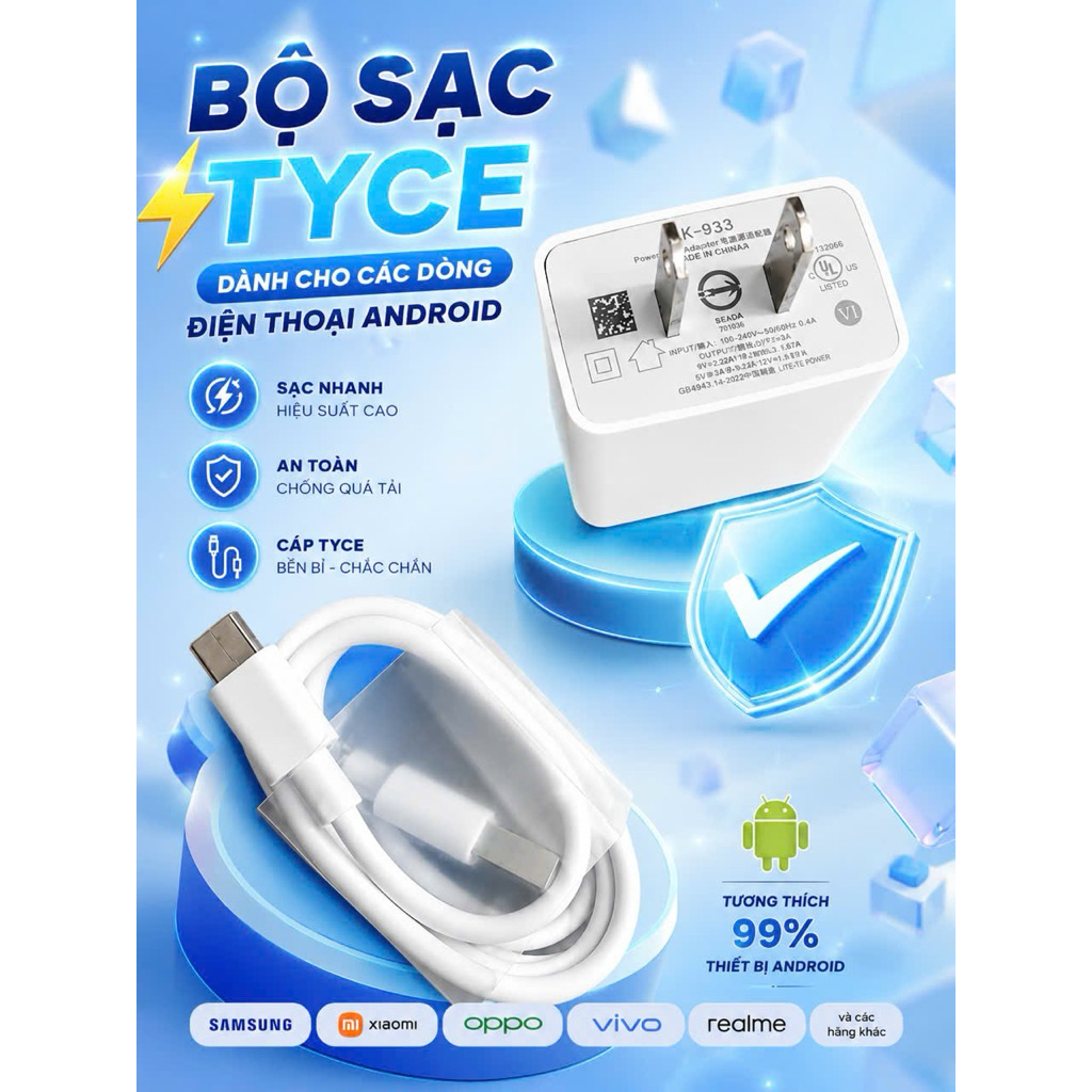 31/5 / SP3 _ bộ sạc tyce chui lớn cho dòng androi