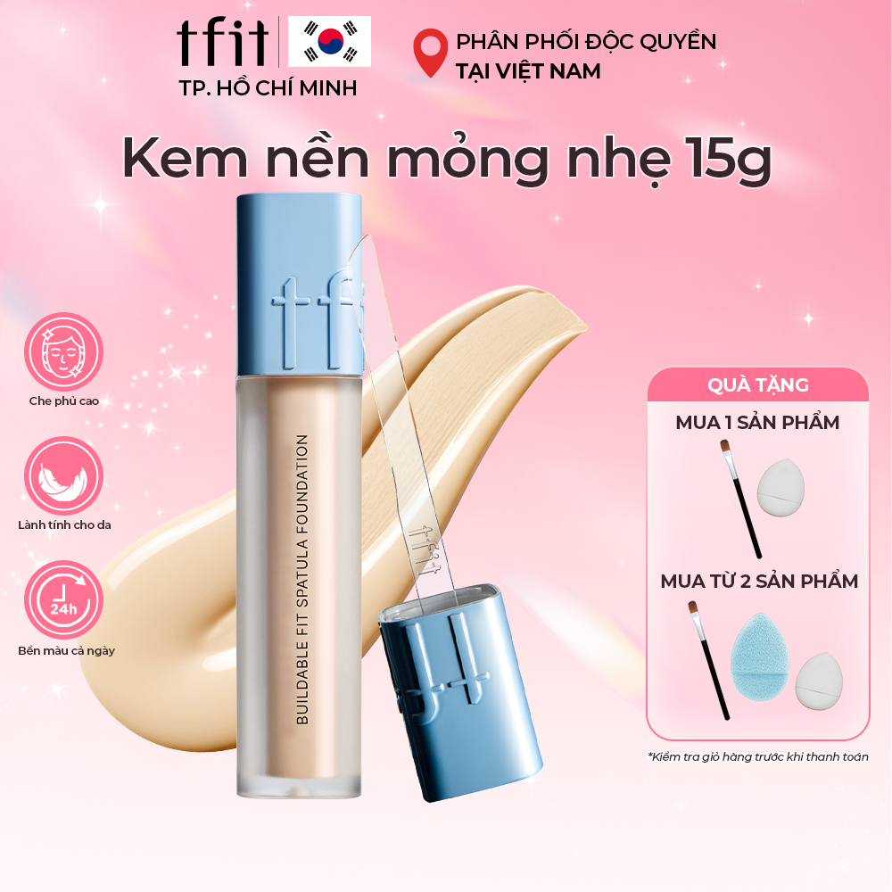 TFIT Kem Nền Mỏng Nhẹ Lâu Trôi 24h 15g Che Phủ Cao, Kem Nền Lâu Xuống Tone, Nhẹ Mặt Buildable Fit Sp