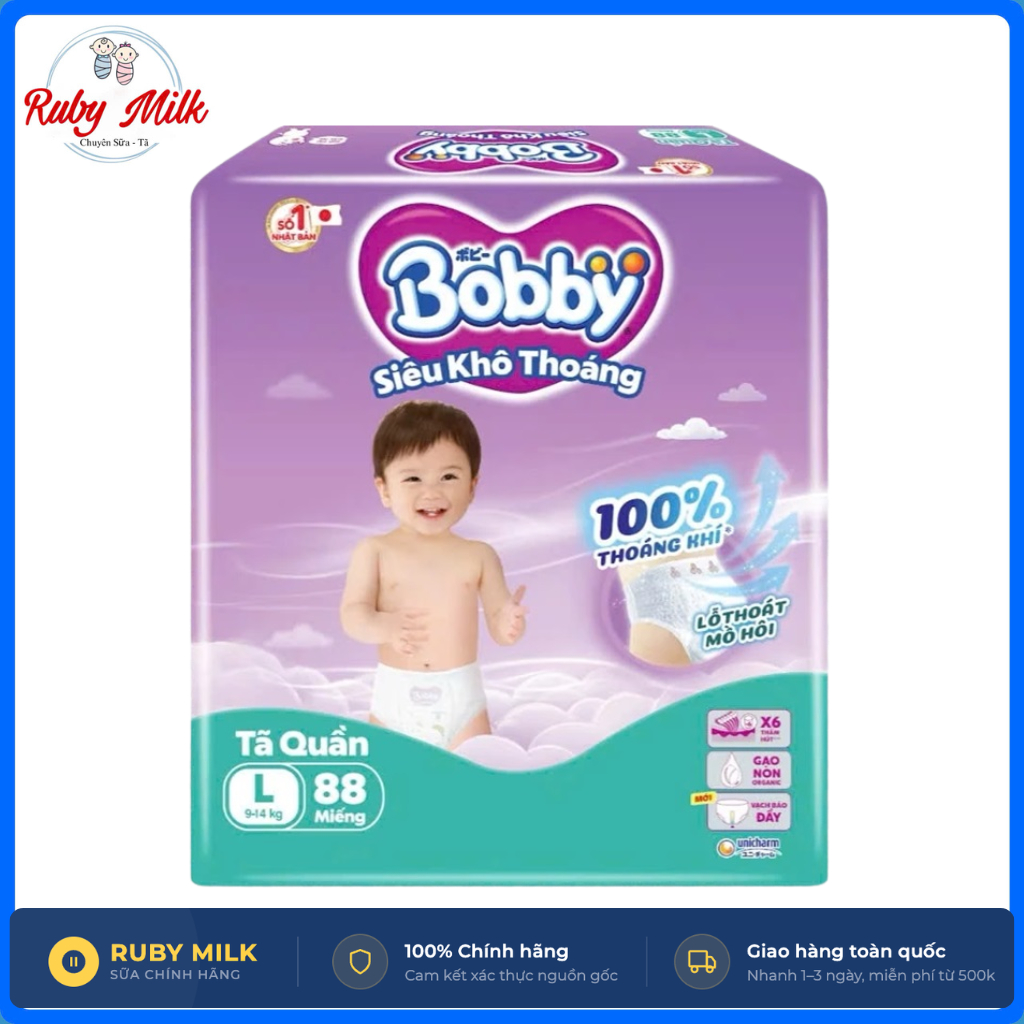 Tã quần Bobby Mega Jumbo L88 Cho bé 9 -13 kg)