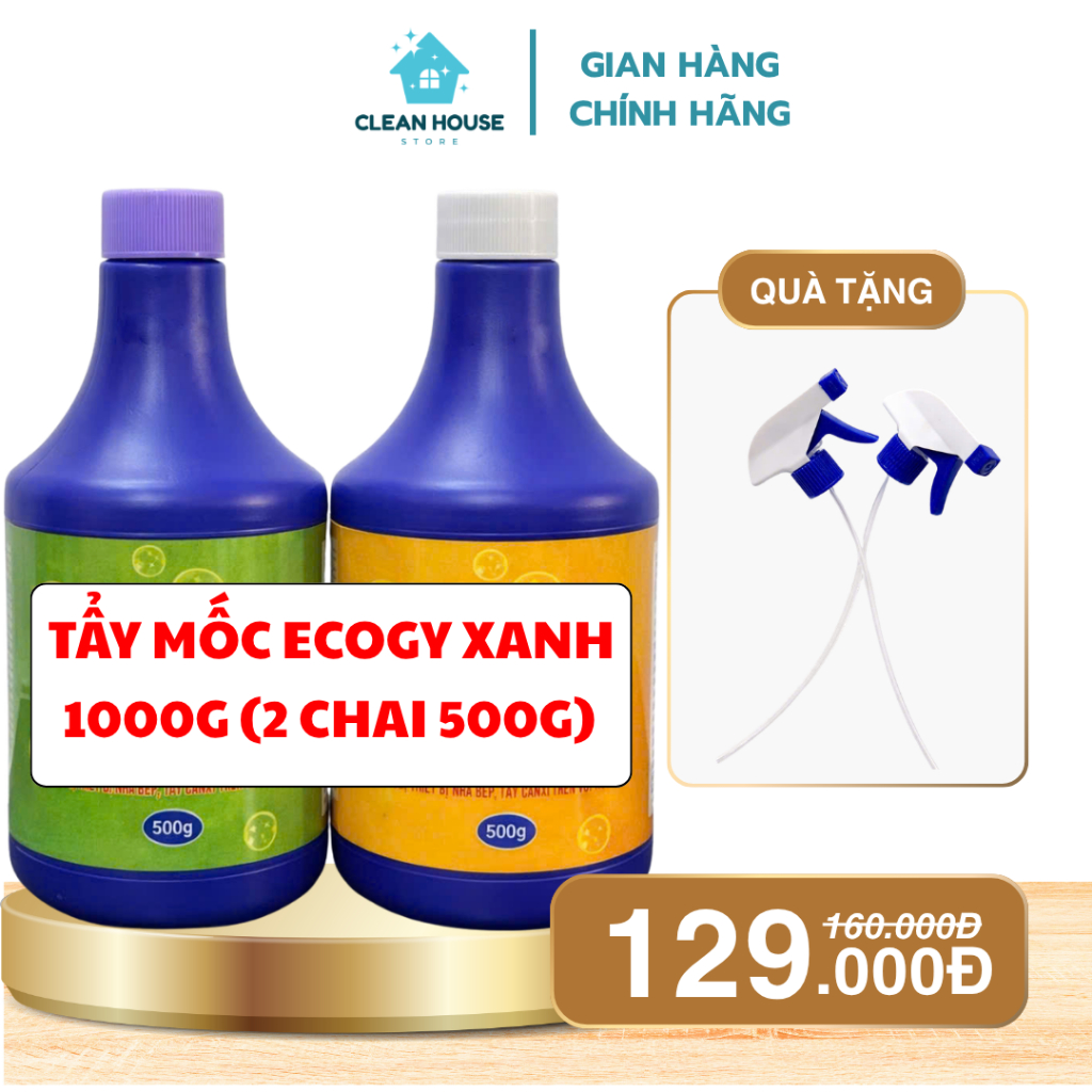 Bộ Tẩy Xanh Ecogy tẩy mốc, thâm kim, nước chè, nhựa chuối, ... trên đồ trắng và đồ màu