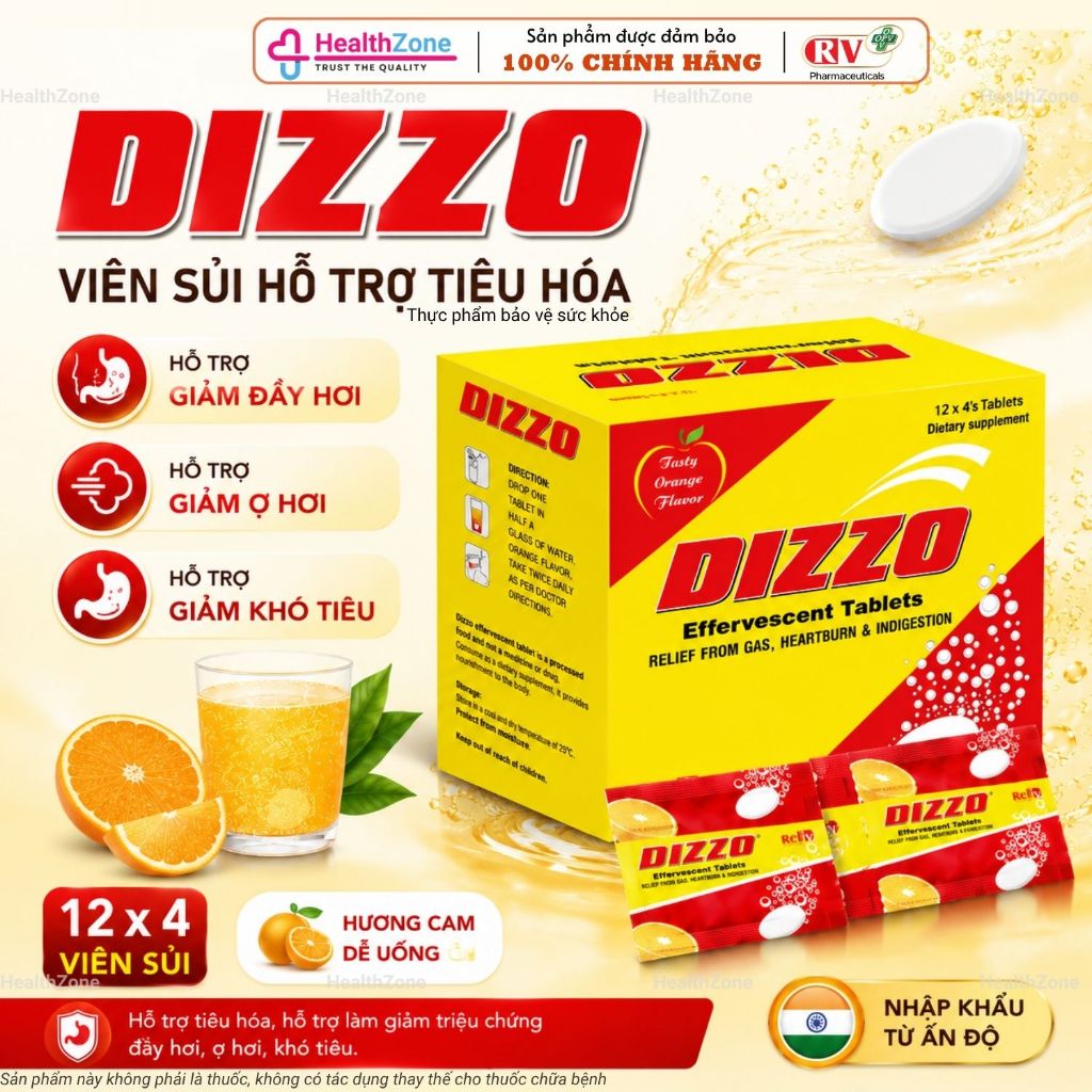 Viên sủi hỗ trợ tiêu hóa Dizzo Reliv –  Đầy Hơi - Khó Tiêu