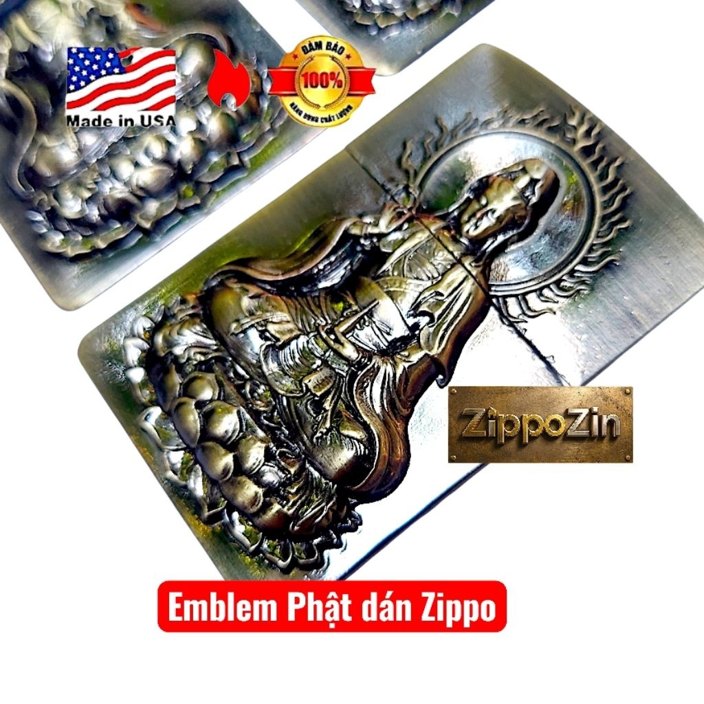 Emblem 2 miếng, hình dán Zippo