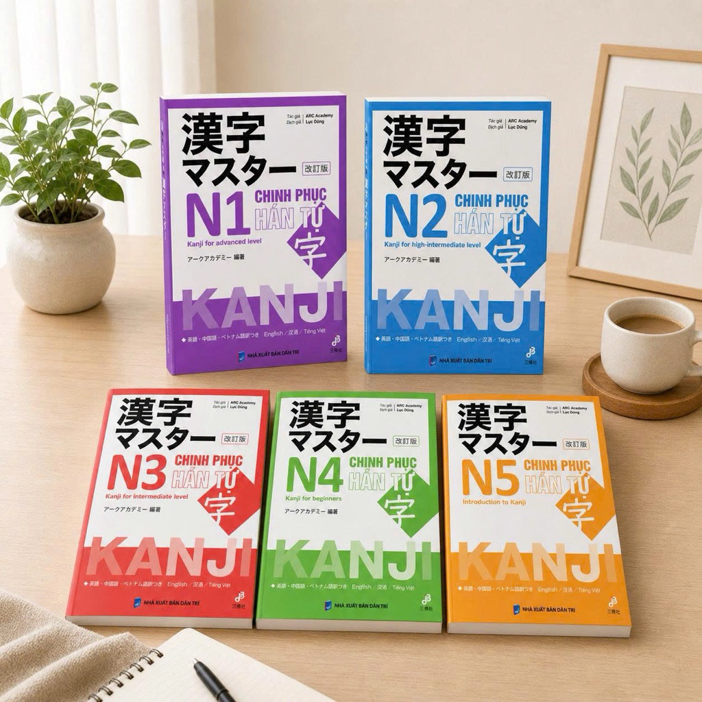 Sách Tiếng Nhật - Kanji Masuta N5.N4.N3.N2.N1 ( Bản Dịch Tiếng Việt )