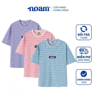Áo thun Form rộng NOAM Monogram Homies Unisex 100% Cotton - Màu hồng/ xanh/ tím