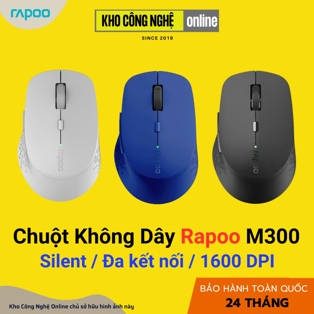 Chuột không dây Rapoo M300 Silent - Kết nối Bluetooth / Wireless 2.4GHz (Hàng Chính Hãng)