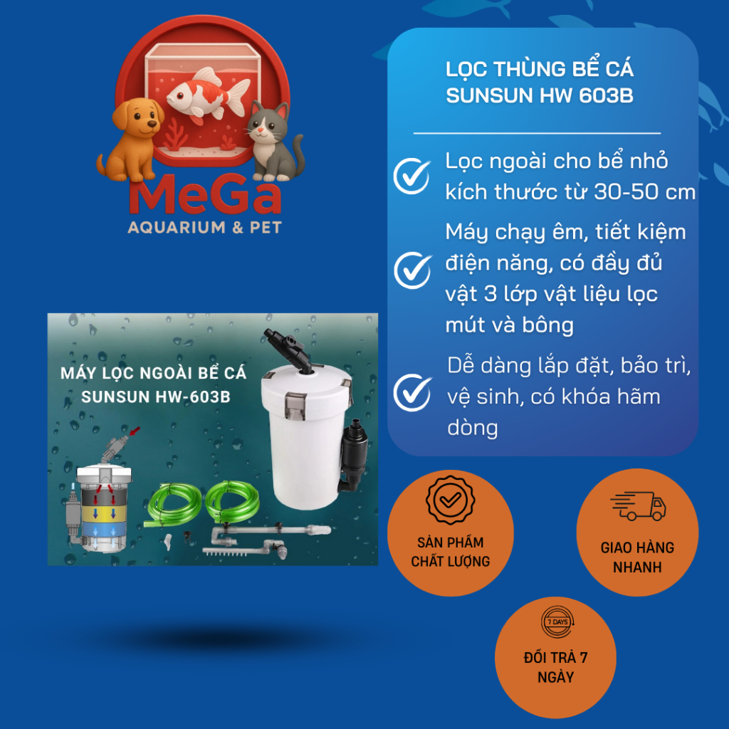Lọc Thùng Bể Cá SunSun HW 603B