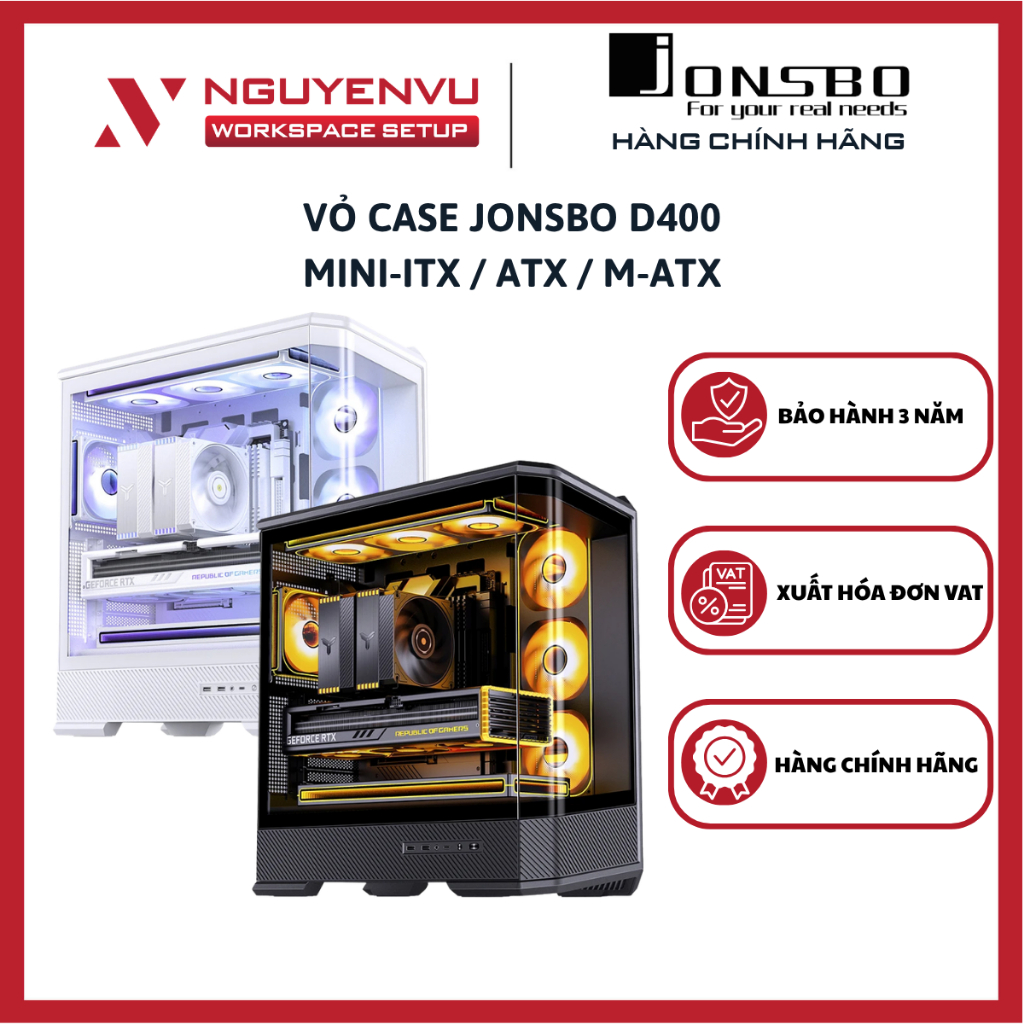 Vỏ case Jonsbo D400 Mid Tower (Mini-ITX / ATX / M-ATX) - Hàng Chính Hãng