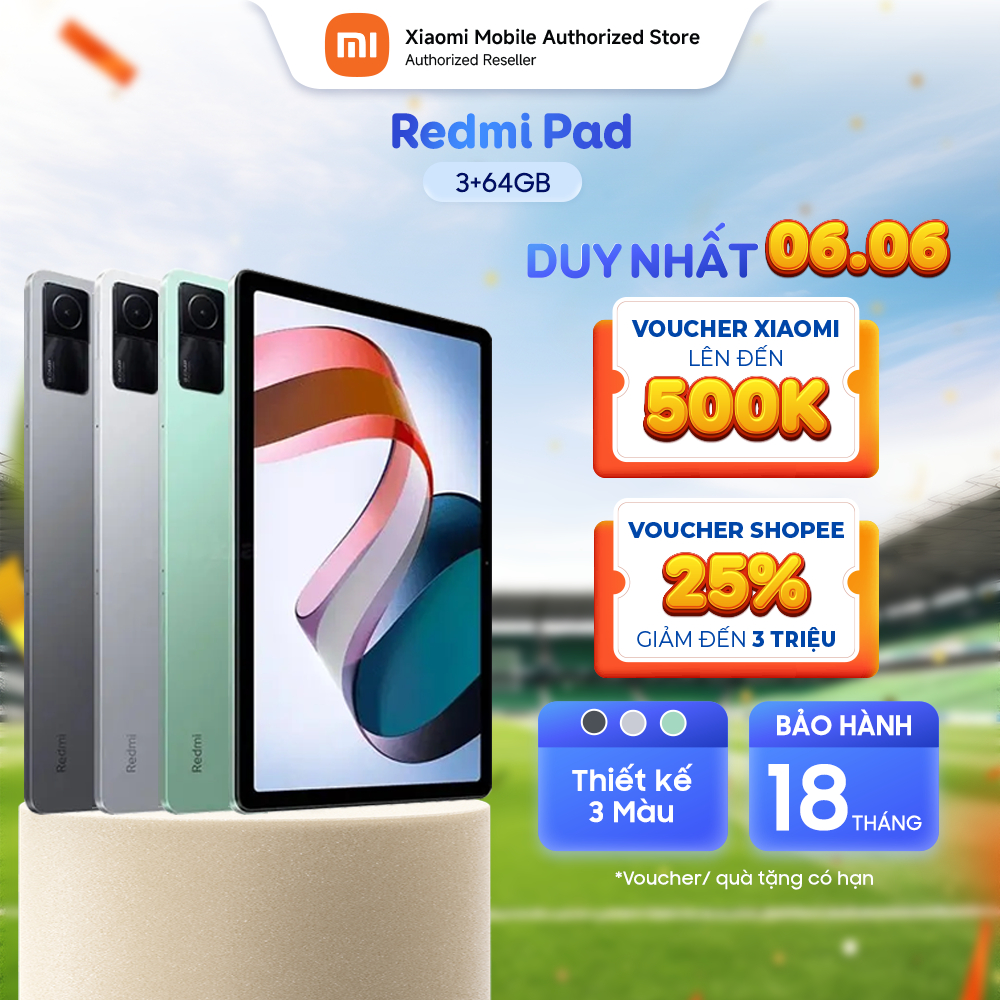 Máy tính bảng Redmi Pad (3+64GB) | Màn hình LCD IPS 10.61" 90Hz 2K | MediaTek Helio G99 | Pin 8000mA