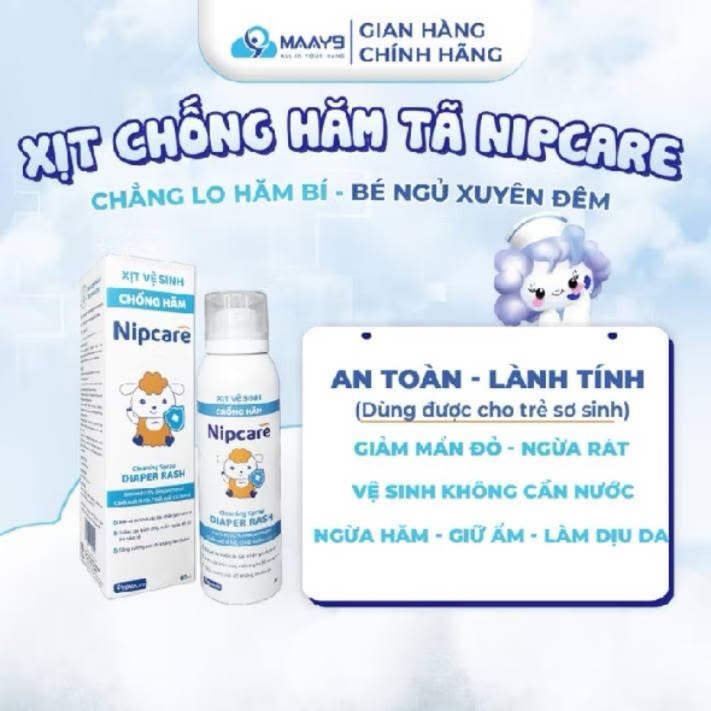 Xịt chống hăm Nipcare- xịt mọi tư thế