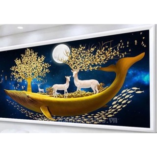 TRANH THÊU PHONG CẢNH HƯƠU NAI TÀI LỘC hh0942 km015 lv3549 EDB57 E79 E88 EDB88 EDB53 E53 E64 EDB64MH2268 MH2269 MH2270