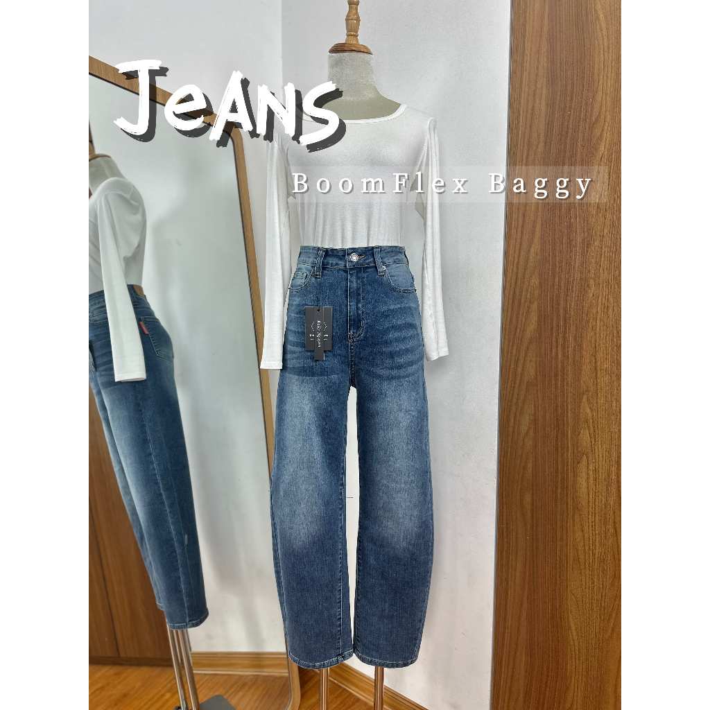 Quần jeans baggy cong KELLY NGUYỄN chất jean mềm co giãn, thiết kế trẻ trung cá tính | QJN002