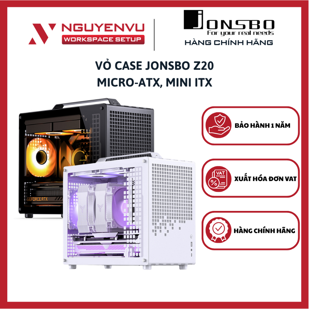 Vỏ Case Jonsbo Z20 Mid Tower (Micro-ATX, Mini ITX) Thép, Kính cường lực, SPCC - Hàng Chính Hãng