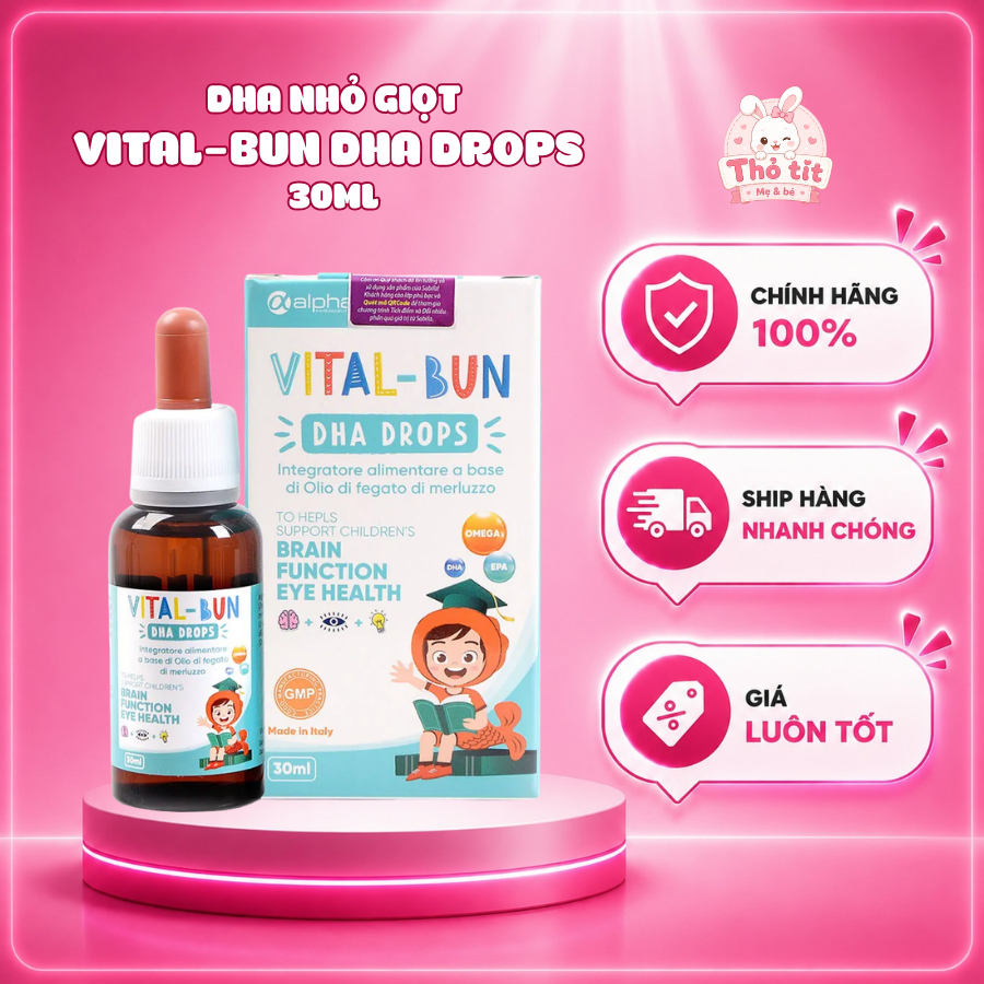 Vital-Bun DHA Drops 30ml - Bổ Sung DHA & EPA Từ Dầu Gan Cá Tuyết Nauy