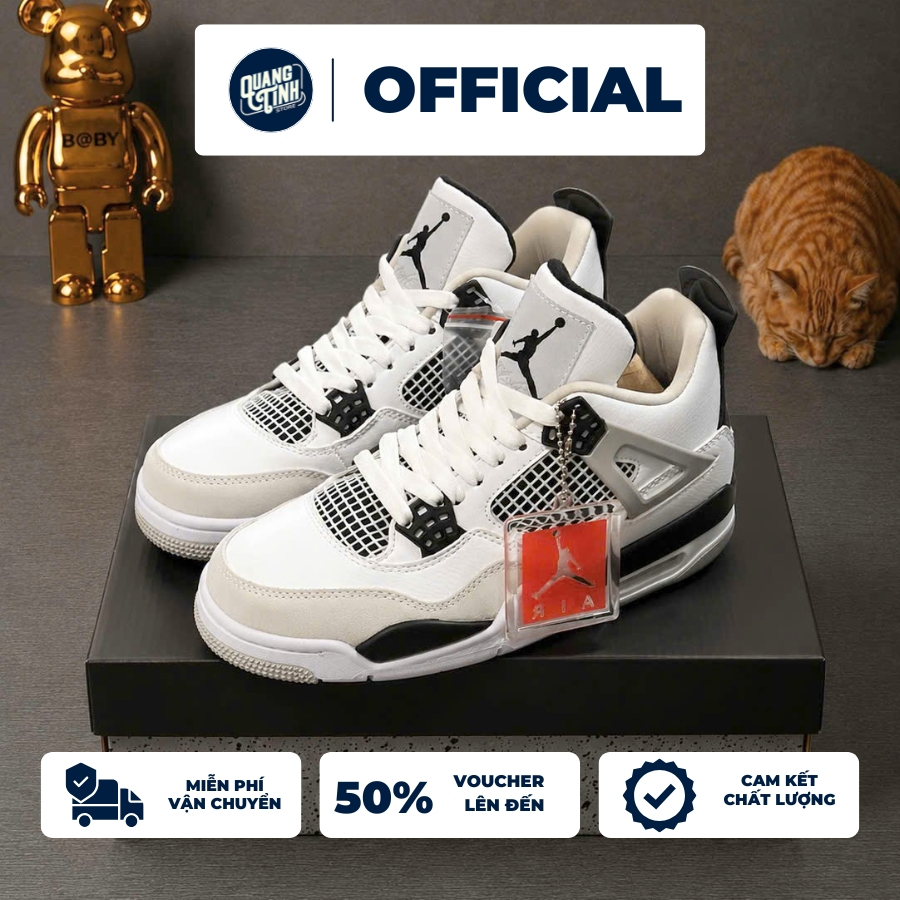 Giày Sneaker Nam Nữ Giày Thể Thao JD4 Military Black, JD4 Trắng Đen Form Chuẩn Full 36 - 45