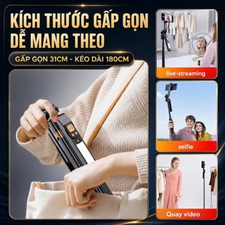 Tripod LaTech CL12P bản 2026 xoay tự động cảm biến theo người, gấp gọn 30cm có điều khiển từ và đèn