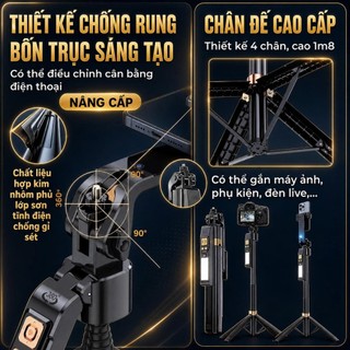 Tripod LaTech CL12P bản 2026 xoay tự động cảm biến theo người, gấp gọn 30cm có điều khiển từ và đèn