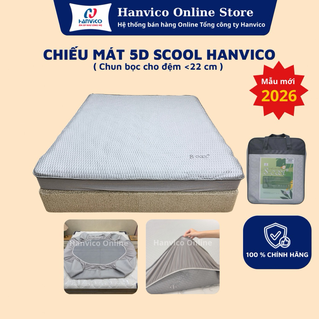 [Chun bọc] Chiếu Mát 5D S-Cool Hanvico Chính Hãng, Mát Lạnh, Mềm Mại, Dễ Gấp Gọn