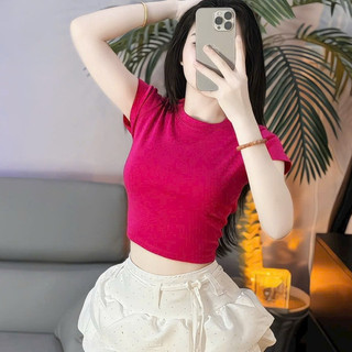 TIENSTYLE - Áo thun nữ crotop hoạ tiết tay ngắn phom ôm Tay ngắn Size SML